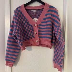Pink and Blue Women's Sweater